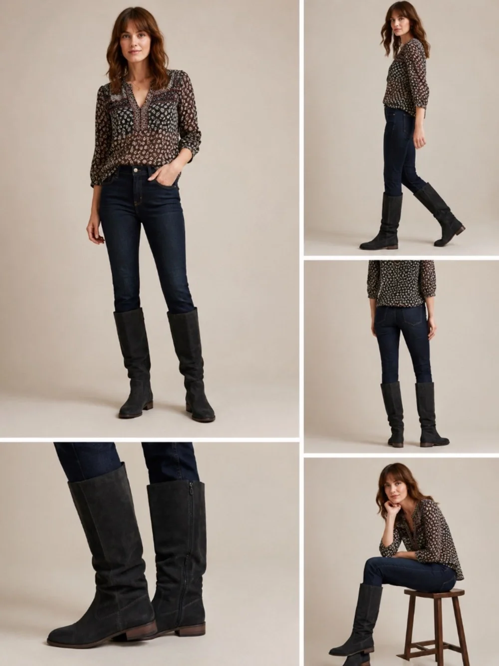 Boden Gray Suede Leather Tall Boots - size 40